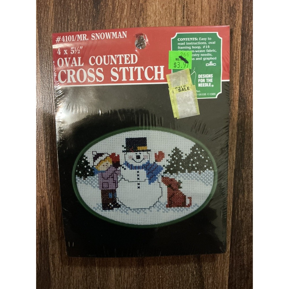 Vintage Designs For The Needle Oval Counted Cross Stitch Mr. Snowman #4101 Kit